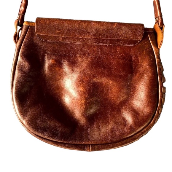 Calleen Cordero Brown Leather Saddle Bag With Studs And Natural Brown Druzzy - Picture 5 of 8